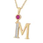 M Womens Lab Created Red Ruby 14k Gold Over Silver Pendant Necklace