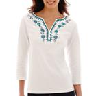 St. John's Bay 3/4-sleeve Embellished Top