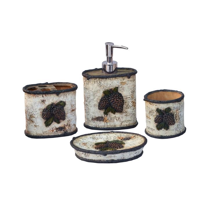 Hiend Accents Birch Pinecone 4-pc. Bath Accessory Set