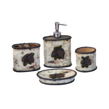 Hiend Accents Birch Pinecone 4-pc. Bath Accessory Set
