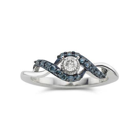 1/10 Ct. T.w. Blue & White Diamond Twist Promise Ring