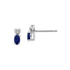 Diamond Accent Oval Blue Sapphire Sterling Silver Stud Earrings