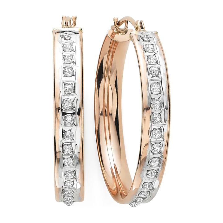 Diamond Fascination&trade; 14k Rose Gold Diamond Accent Flat Hoop Earrings