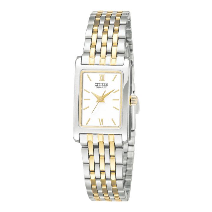 Citizen Womens Rectangular Two-tone Stainless Steel Bracelet Watch Ej5854-56a