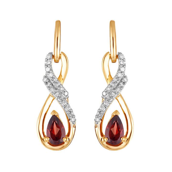 1/8 Ct. T.w. Genuine Red Garnet 10k Gold Drop Earrings