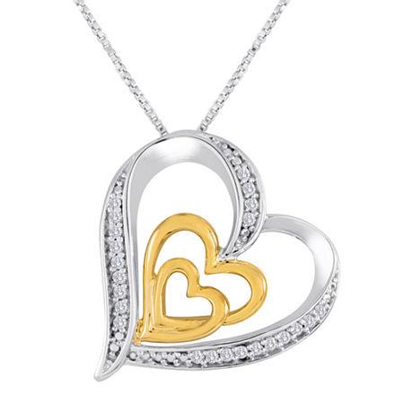 Forevermine 1/10 Ct. T.w. Diamond Two-tone Triple-heart Pendant Necklace