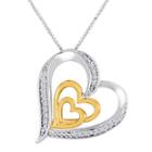 Forevermine 1/10 Ct. T.w. Diamond Two-tone Triple-heart Pendant Necklace
