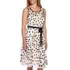 Robbie Bee Sleeveless Dot Belted Corkscrew Fit-and-flare Dress