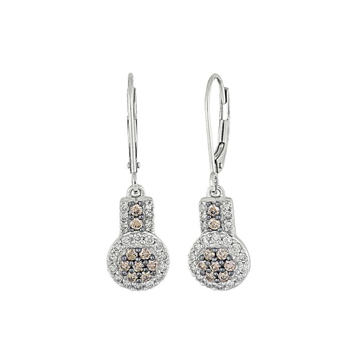 3/4 Ct. T.w. Champagne & White Diamond 10k White Gold Dangle Earrings