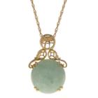 Genuine Jade 14k Yellow Gold Drop Pendant Necklace