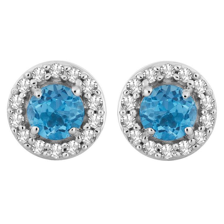 1/6 Ct. T.w. Genuine Blue Topaz 10k White Gold 8.1mm Round Stud Earrings