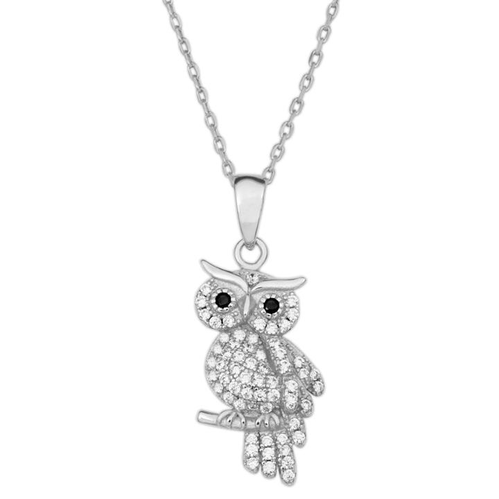 Hallmark Womens White Cubic Zirconia Sterling Silver Pendant Necklace