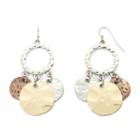 Bold Elements&trade; Tri-tone Hammered Disc Shaky Earrings