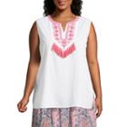 Liz Claiborne Sleeveless Embroidered Top- Plus