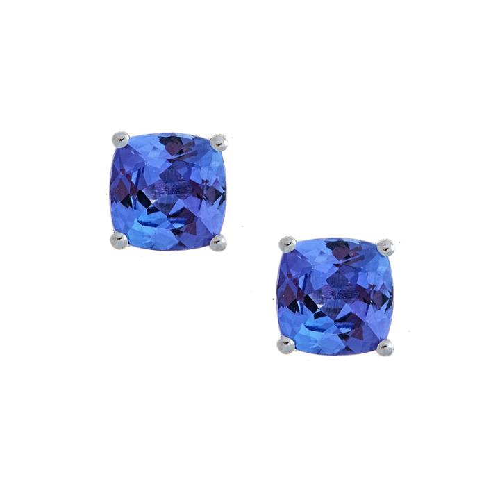 Limited Quantities Genuine Cushion-cut Tanzanite Sterling Silver Stud Earrings