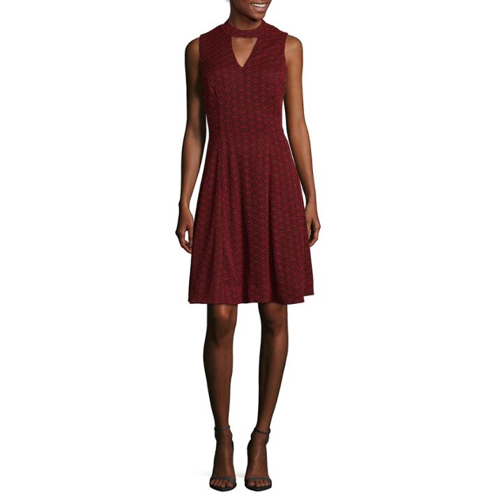 Robbie Bee Sleeveless Circles Fit & Flare Dress-petites