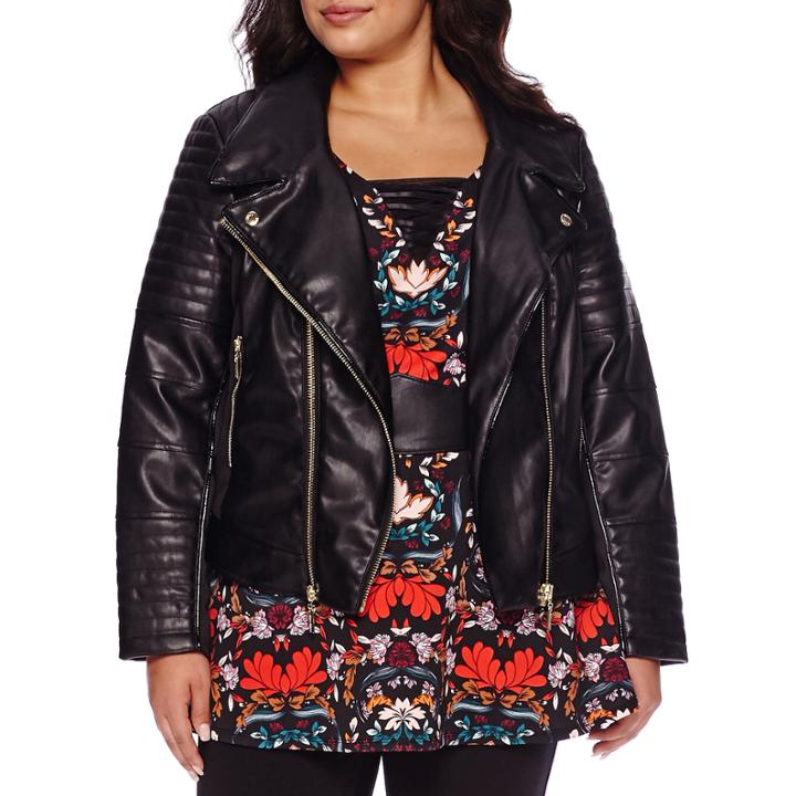 Bisou Bisou Moto Pleather Jacket - Plus