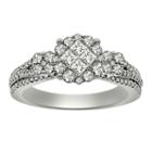 Womens 1 Ct. T.w. Princess White Diamond Platinum Engagement Ring
