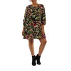 24/7 Comfort Apparel Floral Mini Shift Dress-plus