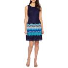 R & K Originals Sleeveless Lace Chevron Fit & Flare Dress