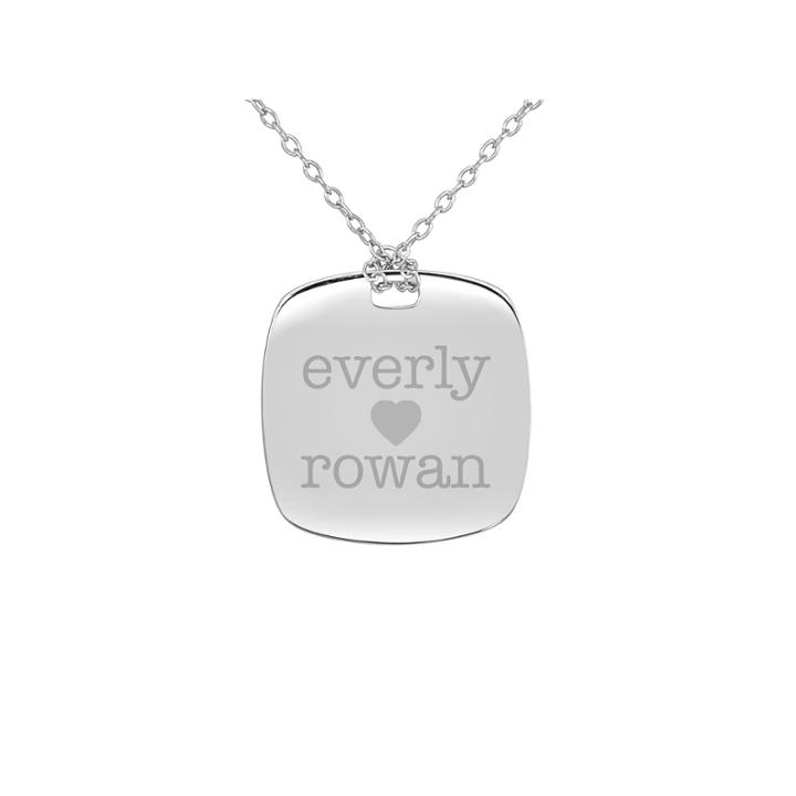 Personalized Sterling Silver 20mm Couple's Name Pendant Necklace