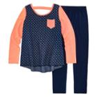Denim Long Sleeve Polka Dot Top Legging Set