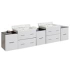 88.5-in. W Wall Mount White Vanity Set For 3h8-in. Drilling Bianca Carara Top Biscuit Um Sink