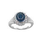 1/4 Ct. T.w. White & Color-enhanced Blue Diamond Sterling Silver Ring
