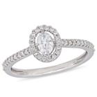 Womens 1/2 Ct. T.w. Oval White Diamond 14k Gold Engagement Ring