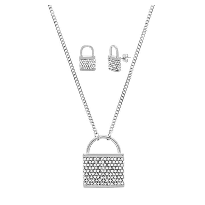 Stainless Steel 2-pc. Lock Jewelry Set