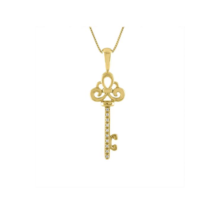 Womens Diamond Accent 10k Gold Key Pendant Necklace