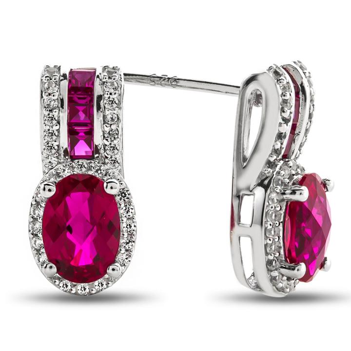 Red Ruby Sterling Silver Drop Earrings