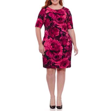 Connected Apparel Elbow Sleeve Shift Dress-plus