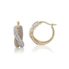 Multicolor Crystal 14k Gold Over Silver Crisscross Hoop Earrings