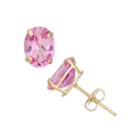Round Pink Sapphire 10k Gold Stud Earrings