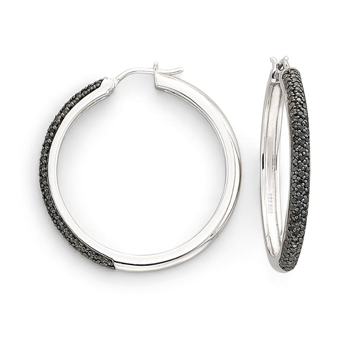 1/2 Ct. T.w. Color-enhanced Black Diamond Hoop Earrings
