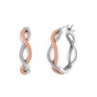 1/8 Ct. T.w. Diamond Sterling Silver And Rose Gold Twisted Hoop Earrings