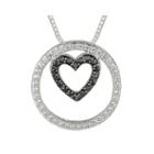 1/3 Ct. T.w. White & Color-enhanced Black Diamond Sterling Silver Pendant Necklace