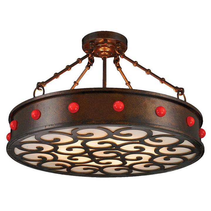 Bastille Collection 6 Light Antique Bronze Finishwith Faux Alabaster Diffuser