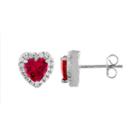 Lab Created Red Ruby Heart Stud Earrings