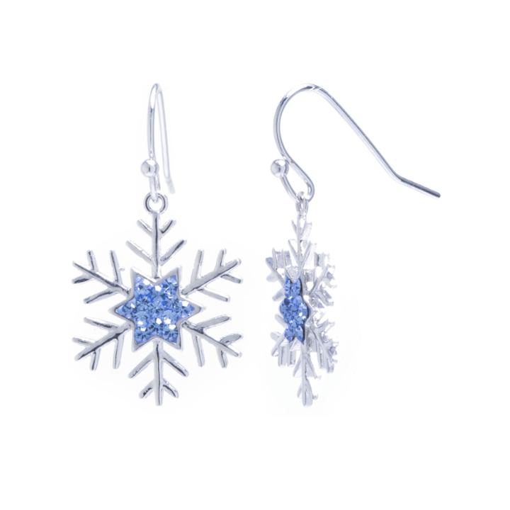 Sparkle Allure Blue Silver Over Brass Drop Earrings