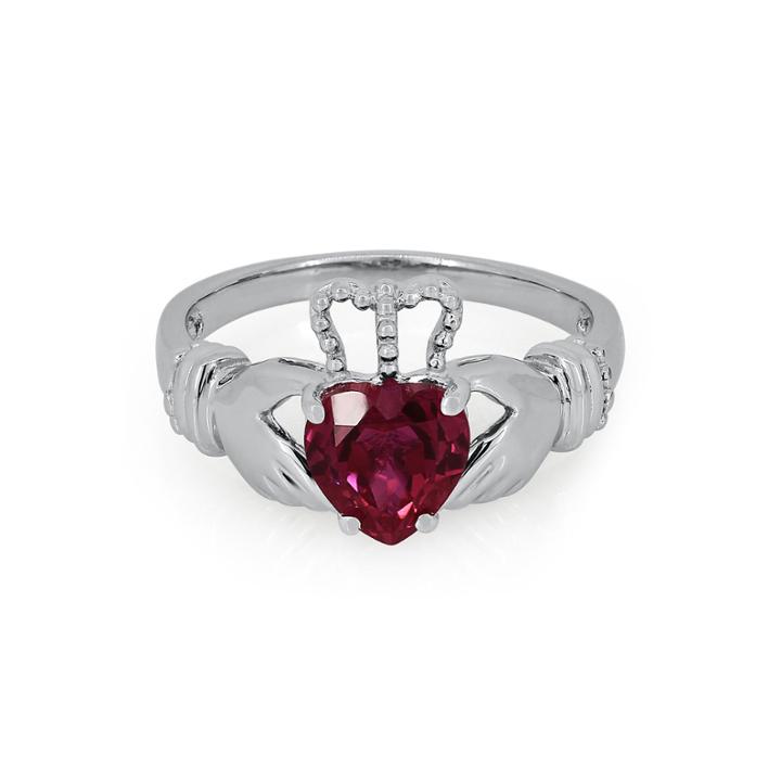 Heart-shaped Lab-created Ruby Sterling Silver Ring