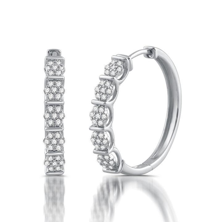 1/2 Ct. T.w. Genuine White Diamond 10k Gold Hoop Earrings