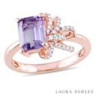Laura Ashley Womens Genuine Purple Amethyst 18k Gold Over Silver Cocktail Ring