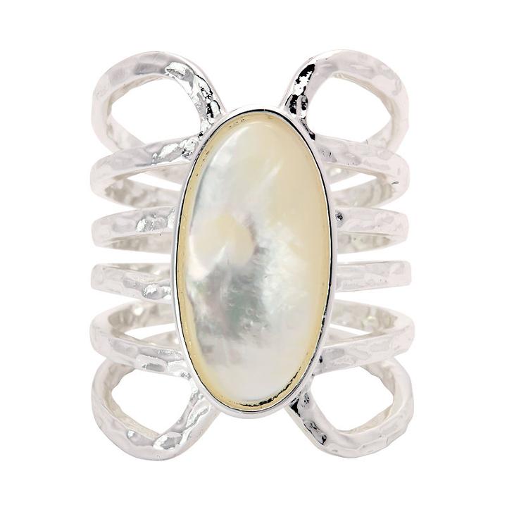 City Rocks City Rocks Womens White Brass Cocktail Ring
