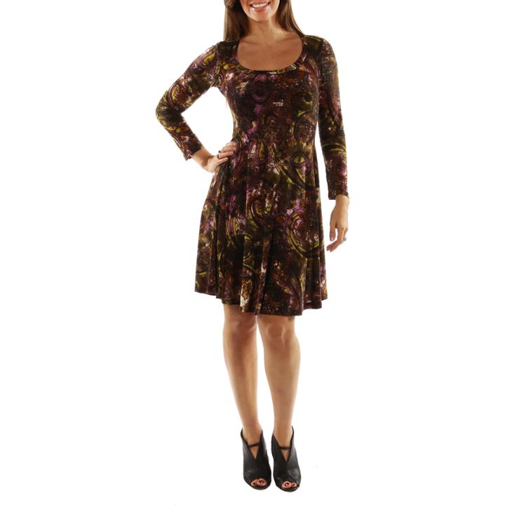 24/7 Comfort Apparel Quiet Sort Of Glamour Fit & Flare Dress