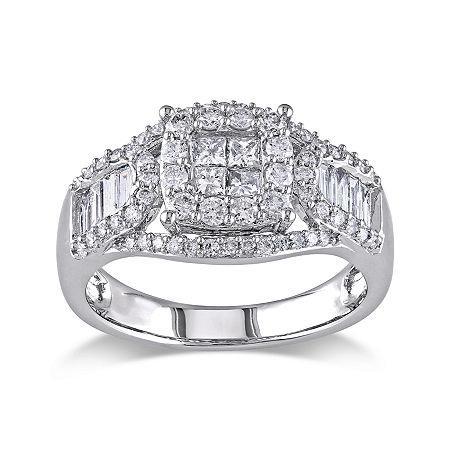 1-1/10 Ct. T.w. Diamond 14k White Gold Quad-stone Center Ring