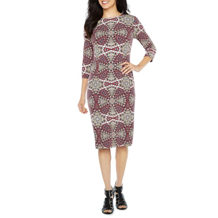 London Style 3/4 Sleeve Pattern Sheath Dress