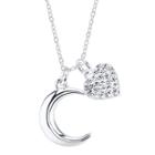 Love You To The Moon Sterling Silver Two-charm Pendant Necklace