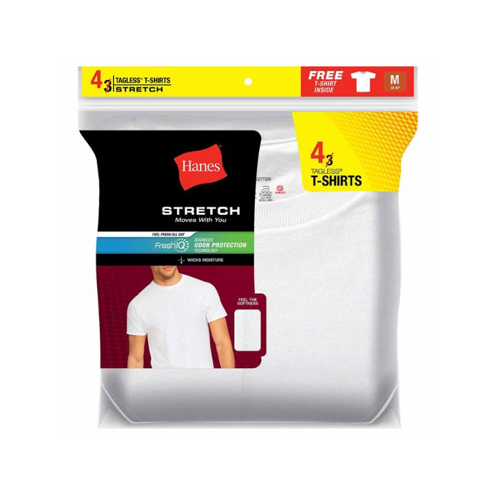 Hanes Stretch 4-pc. Short Sleeve Crew Neck T-shirt